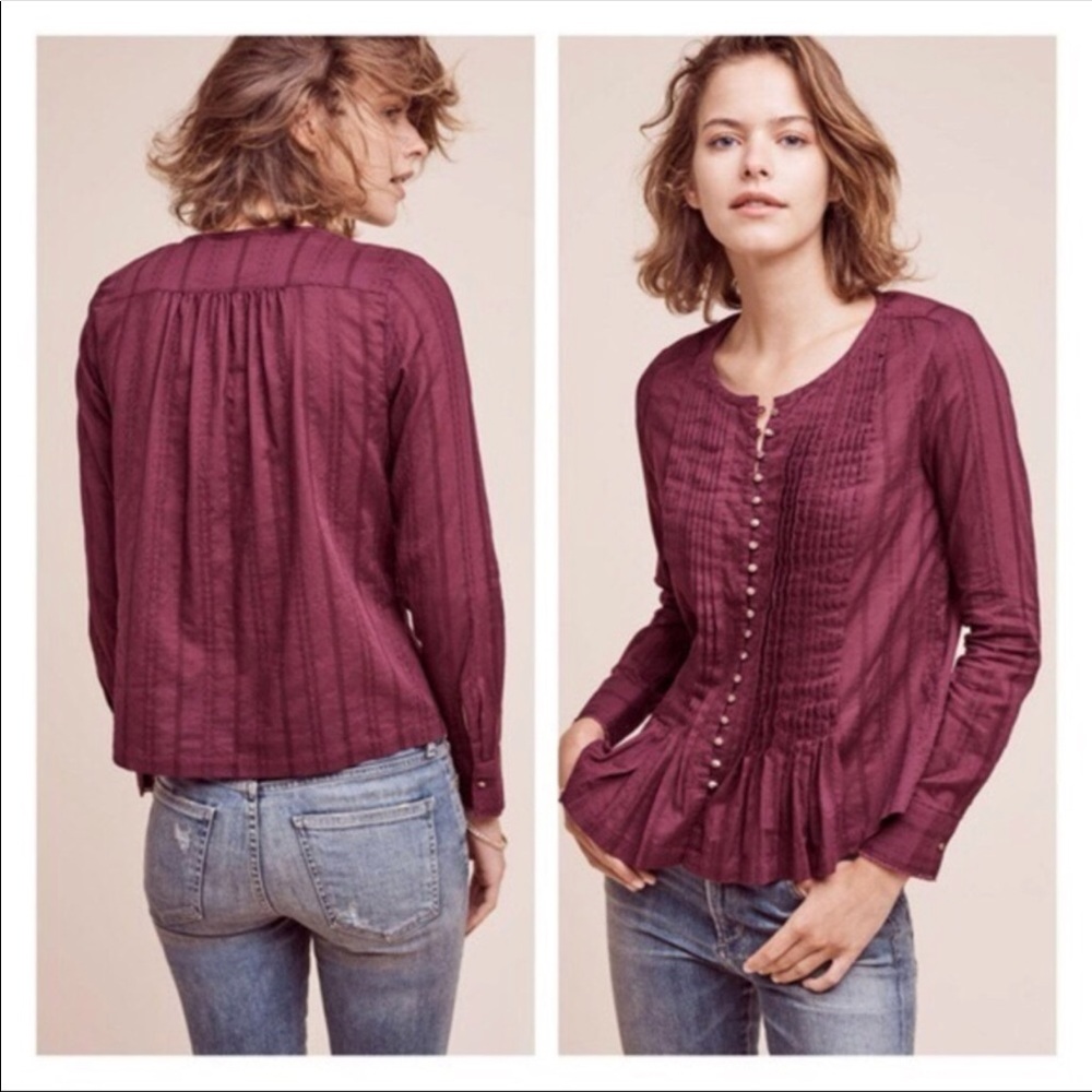 Maeve button down plum blouse